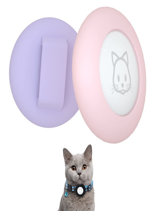 SimpleThings 2022 Airtag Cat Collar Holder, Small AirTag Compatible Case - 2Pack Waterproof, Available in Pink&Purple - Image 1